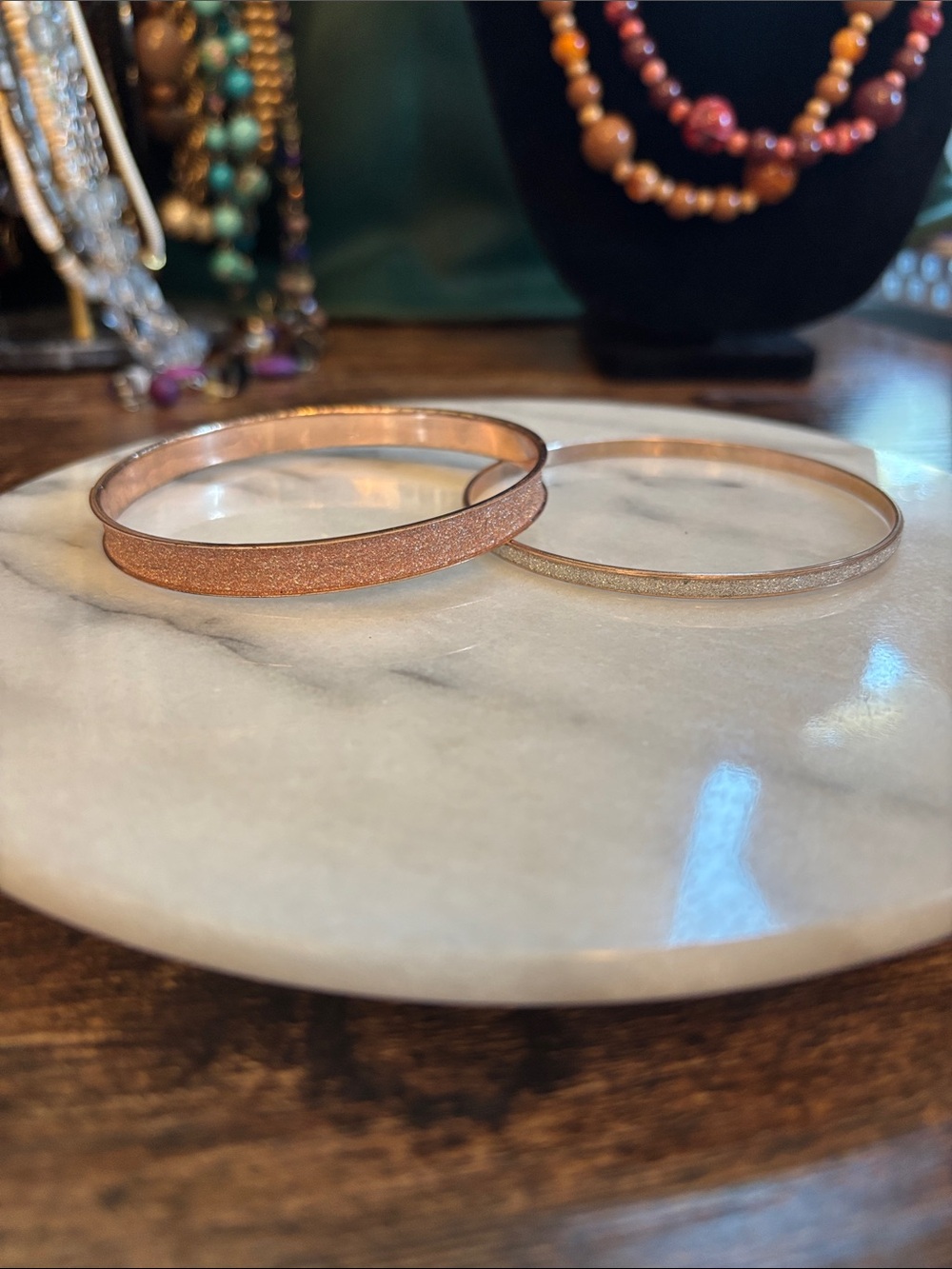 Rose Gold & Silver Glitter Bangle Set - Unbranded